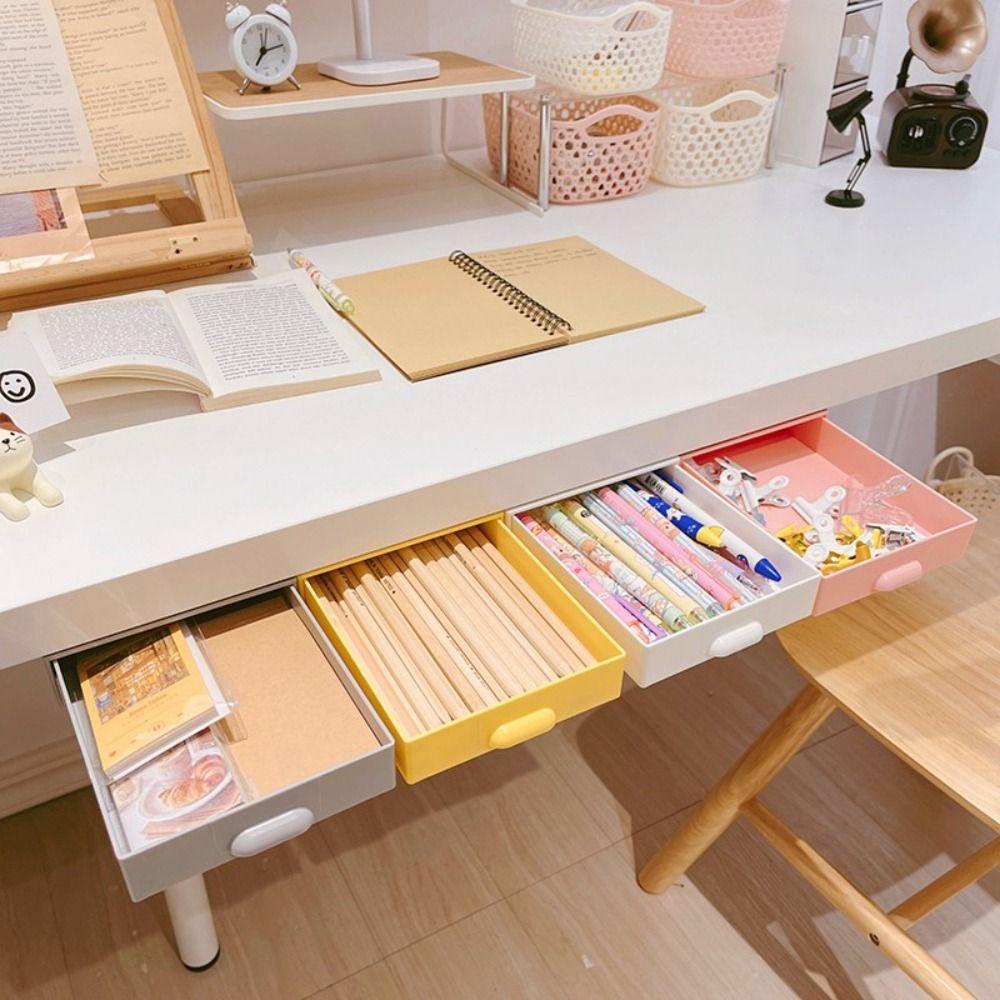 Mxbeauty Laci Penyimpanan Desktop Perekat Tersembunyi Pensil Case Serba Serbi Earphone Alat Tulis Desktop Organizer