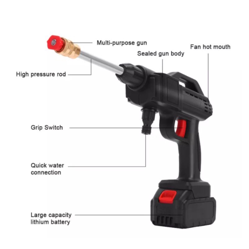 Reaim Jet Cleaner tekanan Tinggi, Mesin cuci motor, mobil tekanan tinggi, cordless jet cleaner  [Com