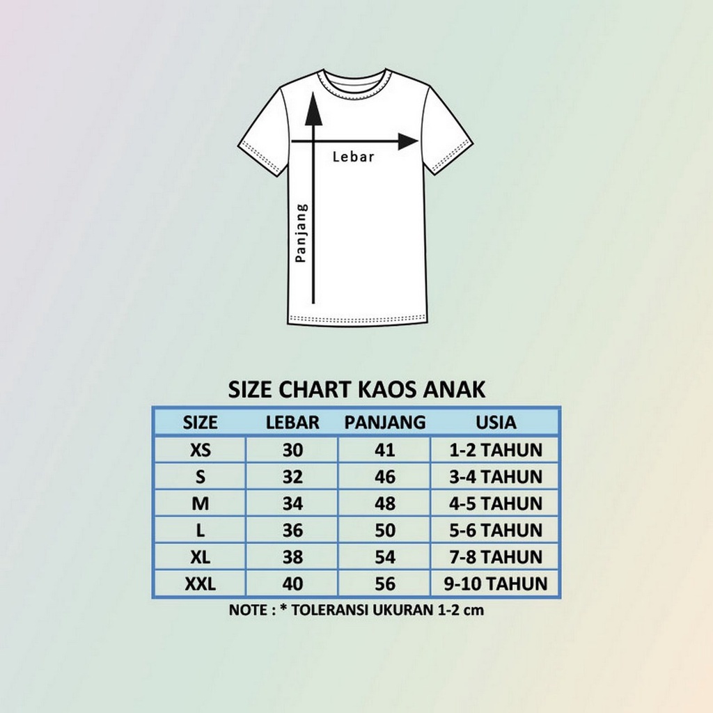 KAOS ANAK LENGAN PENDEK POLOS BAHAN COTTON COMBED 30s USIA 1 SAMPAI 10 TAHUN UNISEX
