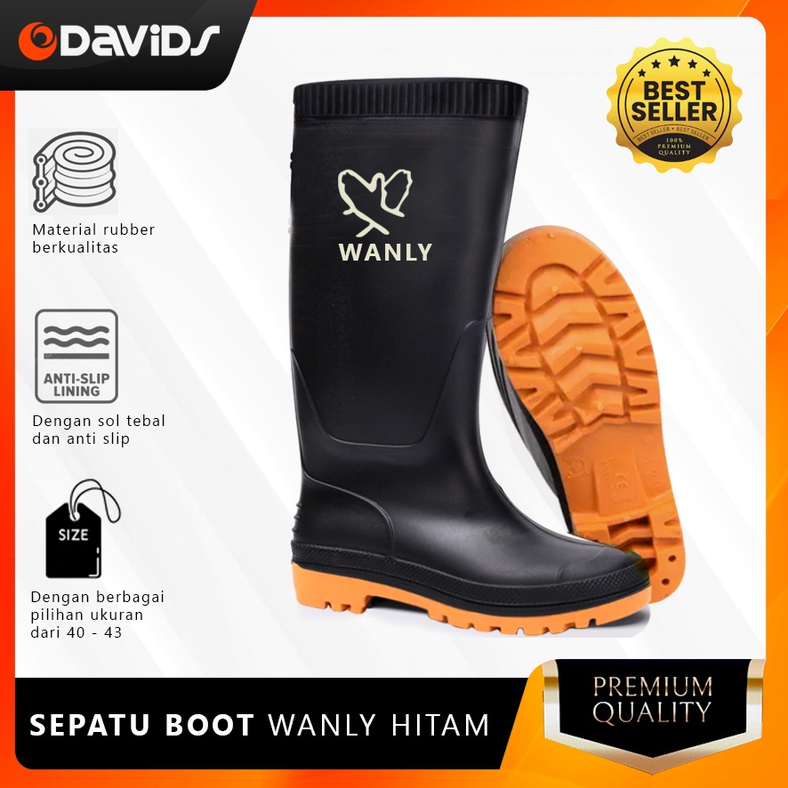 Sepatu Boots Karet Boot Hitam Pria Kerja Safety Proyek Bot Panjang Vpr