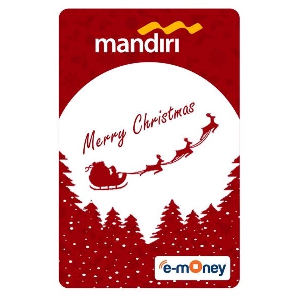 Mandiri eMONEY Edisi NATAL/CHRISTMAS KERETA LUNCUR SANTA CLAUSE ORI /Like Tapcash Flazz eToll or Brizzi