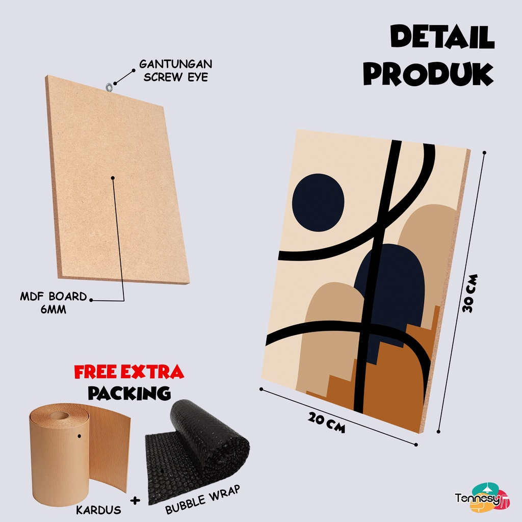 TENNESY HIASAN DINDING ABSTRAK KONTEMPORER 20x30CM WALL DECOR PAJANGAN KAYU POSTER DEKORASI DINDING DAPUR KAMAR TIDUR RUMAH