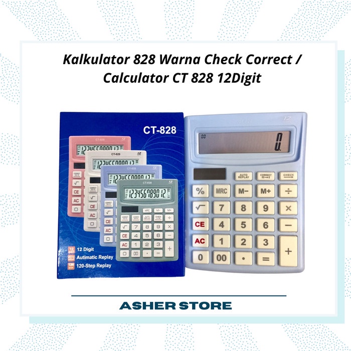 

NEW Kalkulator 828 Warna Check Correct / Calculator CT 828 12Digit - Biru