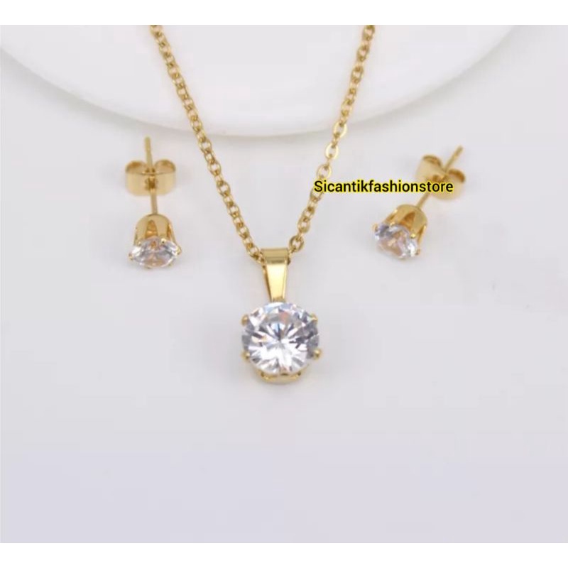 Set Perhiasan Wanita Asli Titanium Terbaru Terlaris Anti Karat Selamanya Perhiasan Set Fashion Wanita Trending
