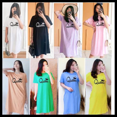 Dress Wanita Midi Dress Katun Tunik Queen