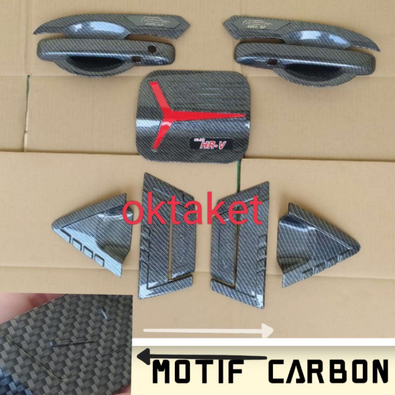 paket outer handle tank cover depan belakang Honda HRV 2022 2023 hitam chrome carbon glossy