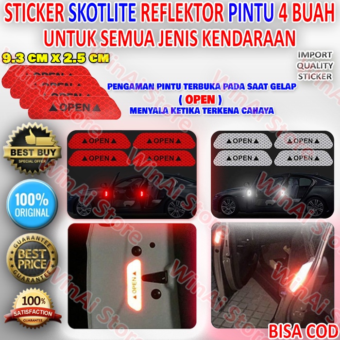 Jual Stiker Reflector Pintu Mobil Isi 4 Sticker Reflective Reflektor ...