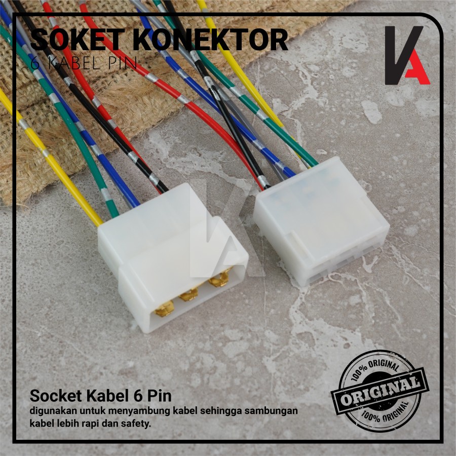 Soket Konektor Kabel 6 Pin Besar / Socket Sambung Mobil Motor