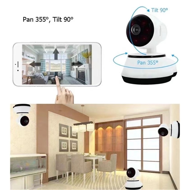 Camera CCTV IP Cam Wifi 3 Antena FREE SD CARD 1080p HD IP Camera Wireless 360° View Night Vision Infrared