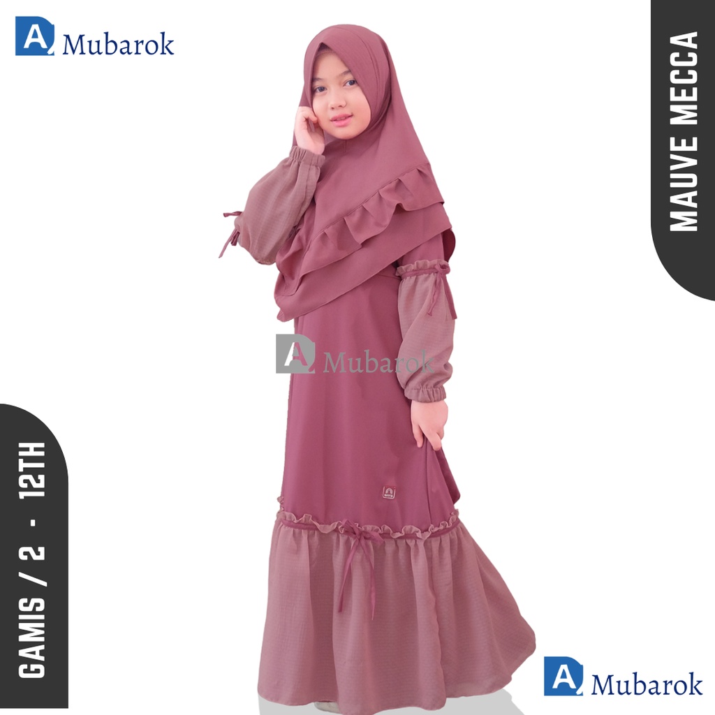 Gamis Remaja Terbaru Dress Kondangan Baju Muslim Anak Perempuan 2-12th Mauve Mecca AG Mubarok Origin