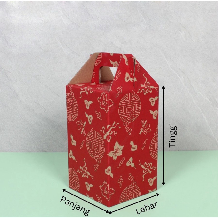 

10 pcs box jinjing tema merah lampion packaging toples 250 gr dus die cut hampers imlek uk 12x12x20cm