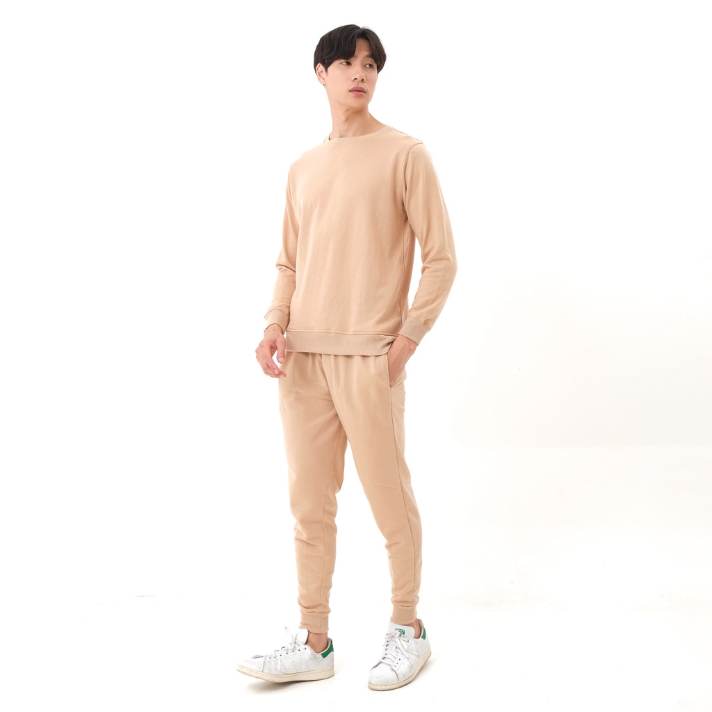 SANVANINA Celana Jogger Training Cream | Jogger Pants | Celana Panjang Polos | Celana Training Unisex | D-01E