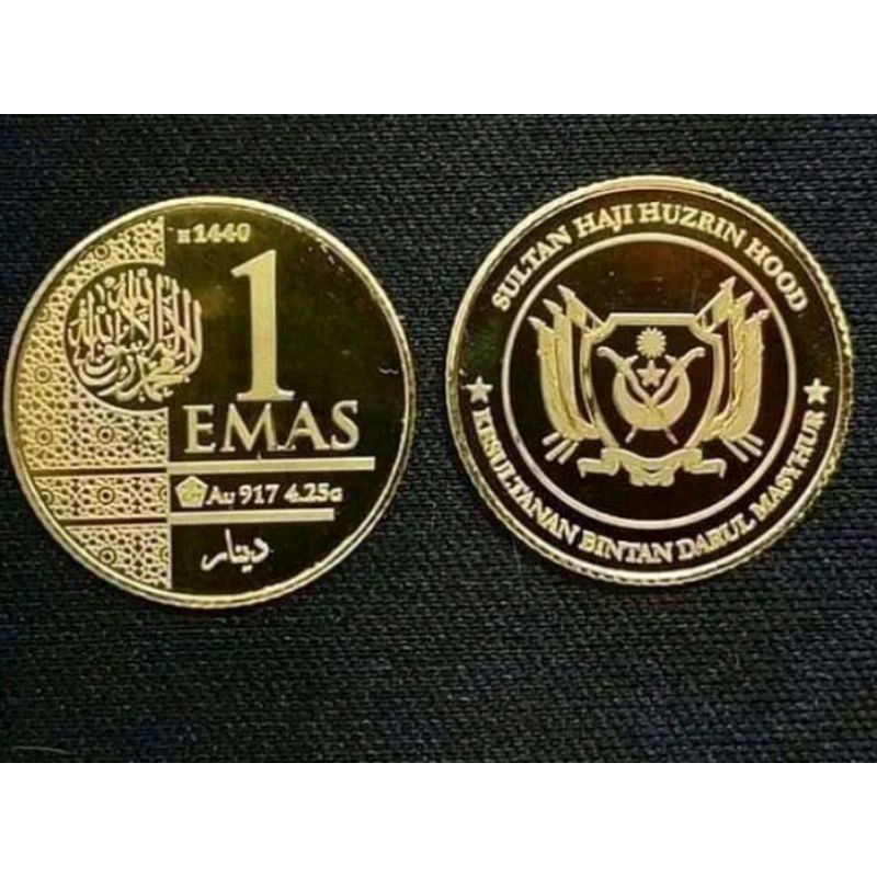1 dinar wakala kesultanan bintan. berat 4,25 gram kadar 22k , not Dinar antam peruri