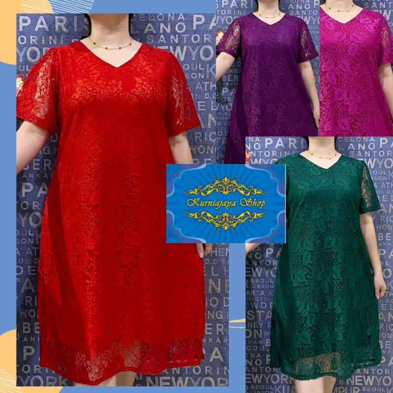 dress brokat jumbo/dress brokat bigsize/dress brokat xxl/dress imlek/dress brokat imlek