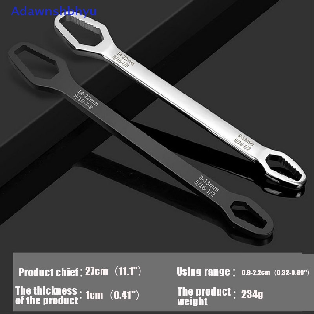 Adhyu 8mm-22mm Self-Tening Double End Multi Fungsional Universal Cr Vandium Wrench ID