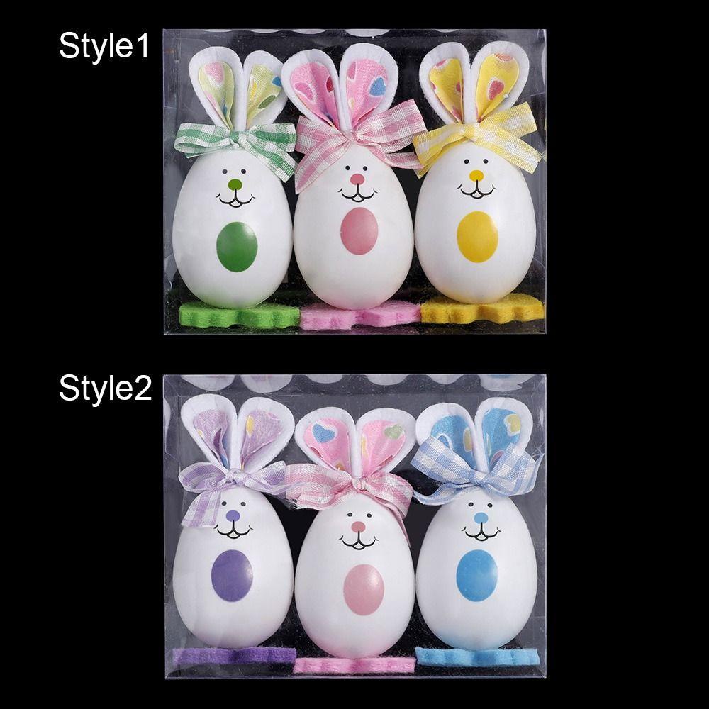 Nanas 3PCS Easter Bunny Egg Desktop Party Decor Selamat Paskah Festival Hias