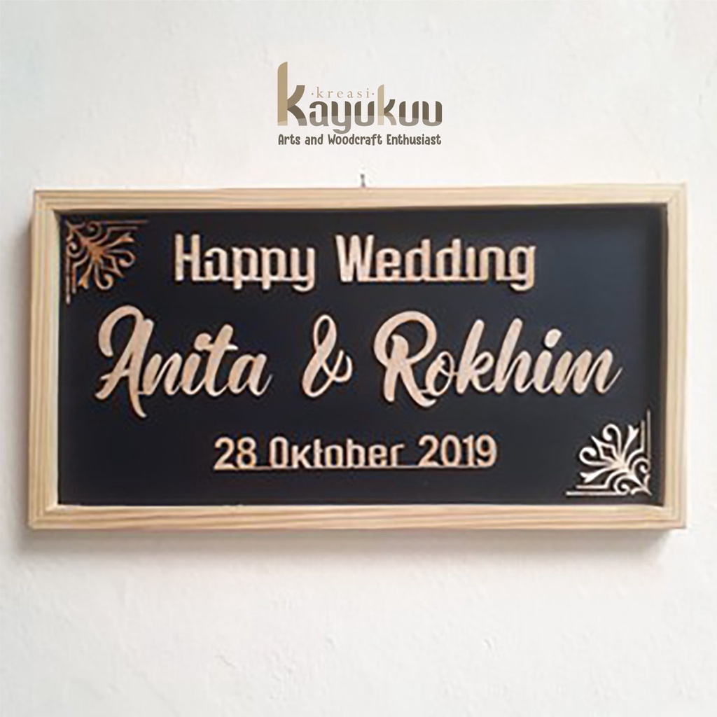 Kreasikayukuu Hiasan Dinding Wedding Gift Jati Belanda Woodcraft