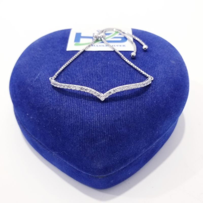 Gelang Perak Asli Silver 925 Lapis Emas Putih Model Italy Serut Aurel - Gelang Perak Wanita Anti Karat