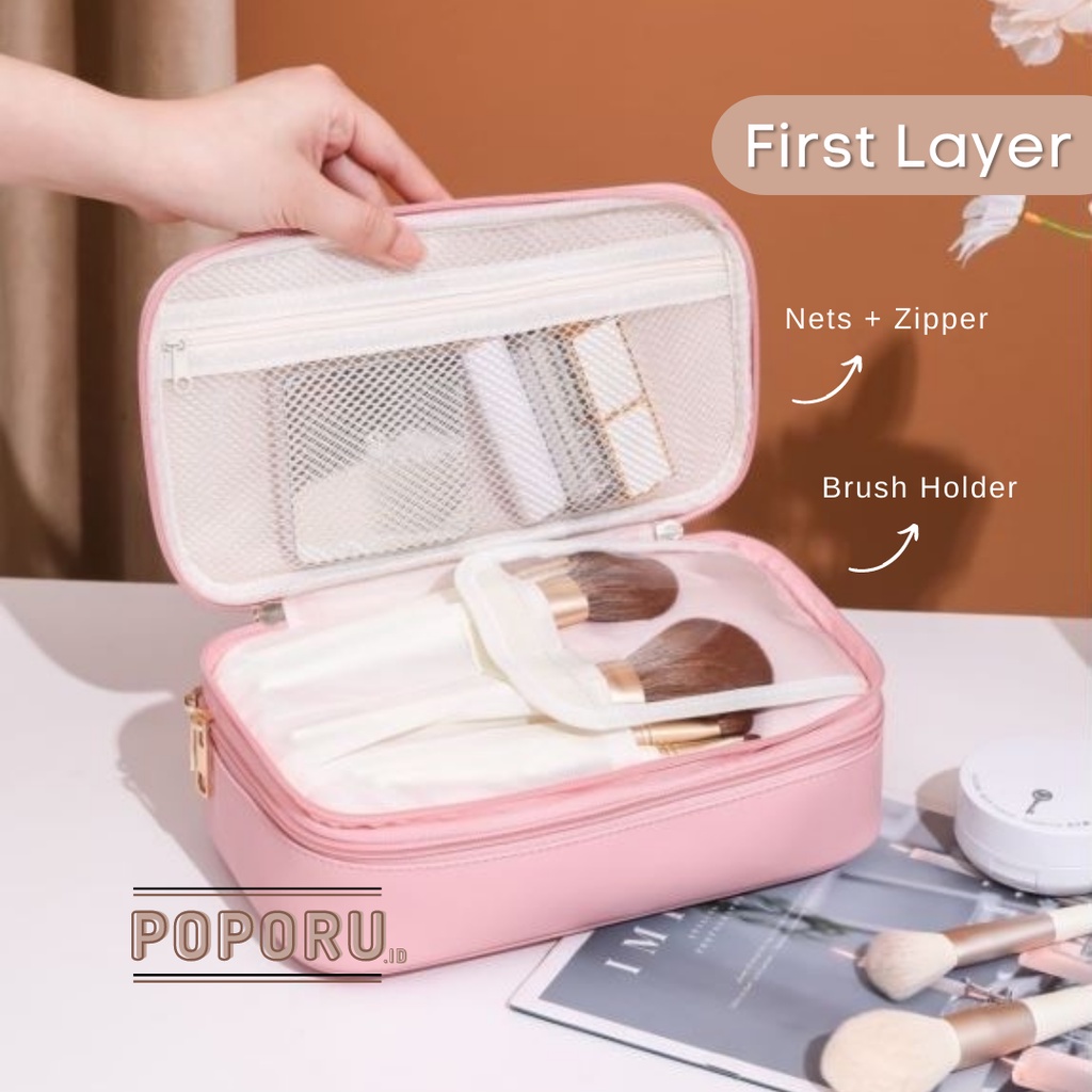 NEW! POPORU KYLIE MAKE UP BAG - cosmetics pouch organizer for make up - tas tempat kosmetik - Rose Gold, Black, Marble, Pink