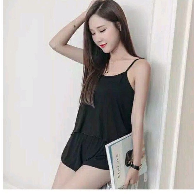 Baaju.id VIRAL Set Baju Tidur Wanita Sexy Camisole + Celana Piyama Sexy Wanita Korea Style Nightwear KR1011