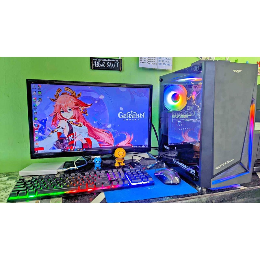 Komputer Fulset Siap Pakai Intel i5 3570 Ram 8GB SSD 128Gb Monitor 19 Inch Gaming Editing Okey