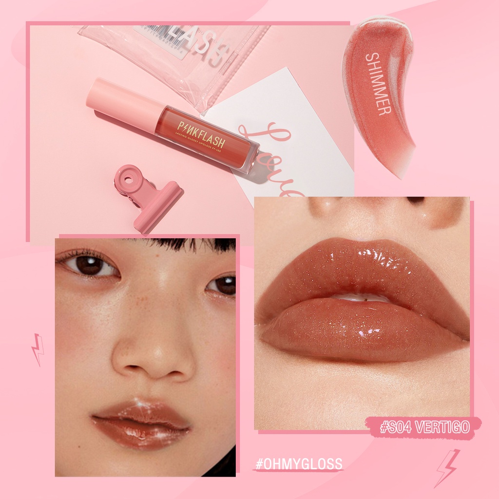 PINKFLASH OhMyPinkflash OhMyGloss High Shine Lip Gloss  Lipstik Lasting Glossy Lipgloss Perawatan Bibir Pelembab Make Up