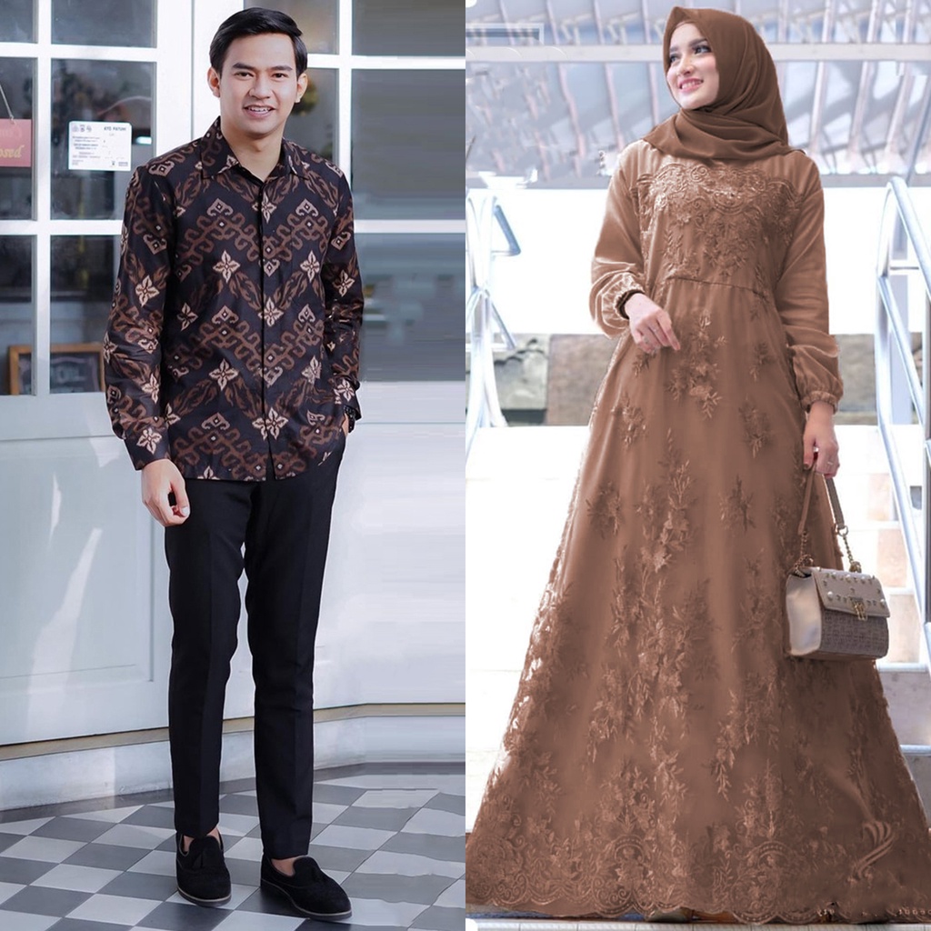 Maura Couple - Sania Ruffle Batik Couple Ori Ndoro Jowi Garansi Termurah Shopee - BATIK COUPLE GAMIS BRUKAT