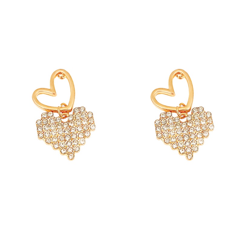 925jarum Perak Mewah Berlian Anting Hati Perempuan Indah Stud Earrings
