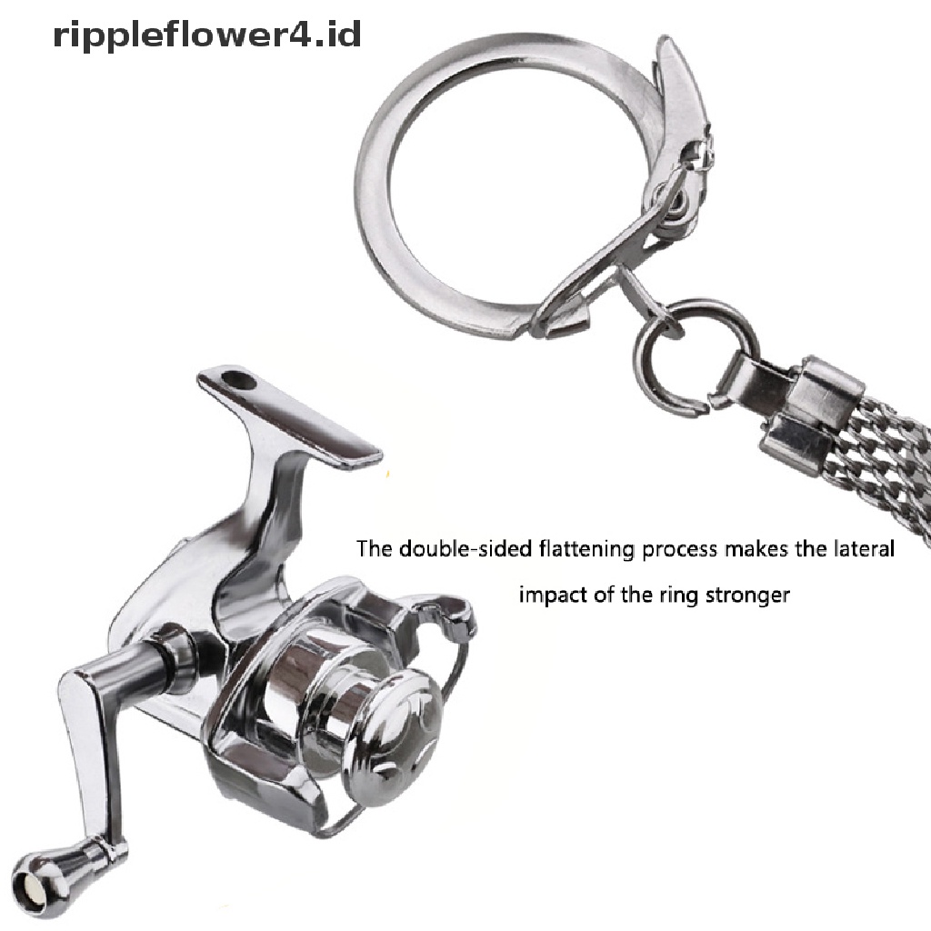 {rippleflower4.id} 1pcs Alloy Gulungan Pancing Drum Liontin Gantungan Kunci Kunci Roda Kunci Memancing Luar Ruangan~