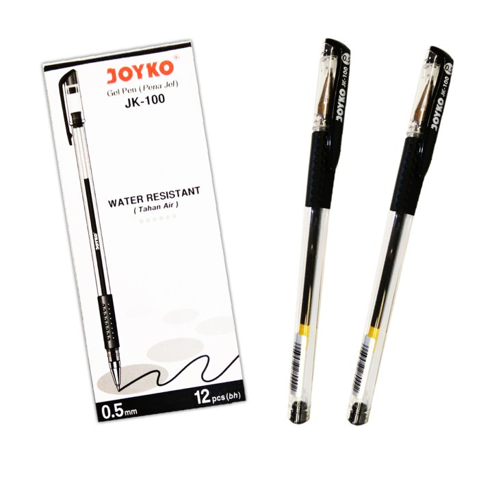 

Pulpen Gel Joyko Jk 100 0,5 mm Black 1PCS tinta hitam Ballpoint