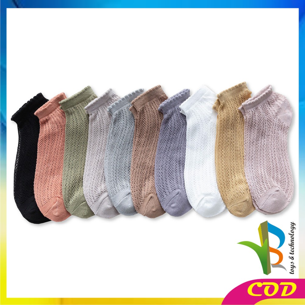 RB-P252 Kaos Kaki Wanita Motif Polos Pattern Garis / Kaoskaki Pola Pendek Semata Kaki Fashion Korea Women Sock Import