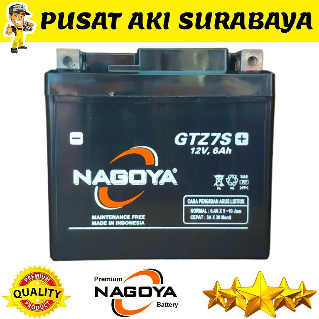 AKI KERING NAGOYA GTZ7S 6AH 12V SEPEDA MOTOR FINO GRANDE SATRIA FU AIR BLADE VARIO 125/150 PCX 125/150/160 MTZ6S YTZ6V GTZ6V