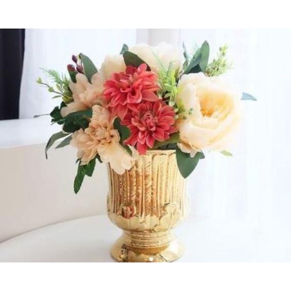 Vas Bunga Keramik Dekorasi Emas HOSHE - Bahrain Gold