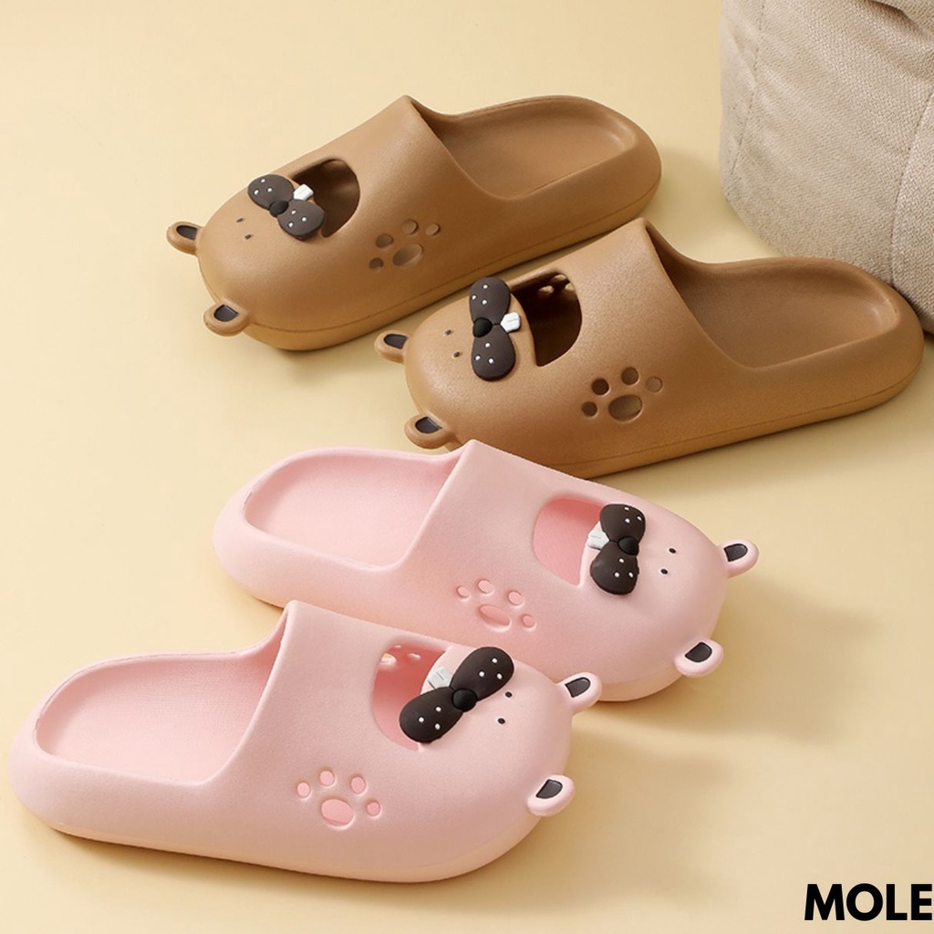 SANDAL WANITA DESIGN UNIK MOTIF TUPAI LUCU KEKINIAN COMFY BAHAN RUBBER IMPORT MOLE