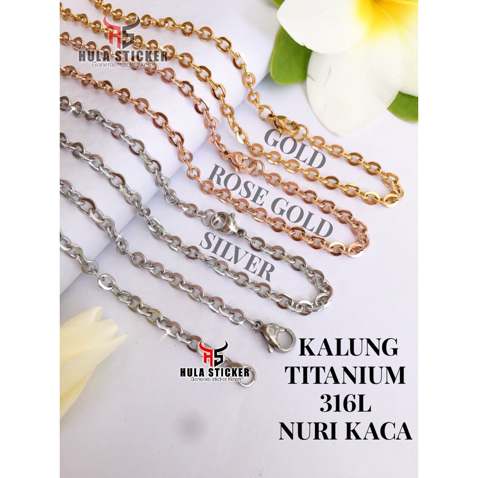 Kalung Rantai Titanium Stainless Premium Chain NURI KACA Anti Karat Pria Wanita Kalung Ranta Pendant