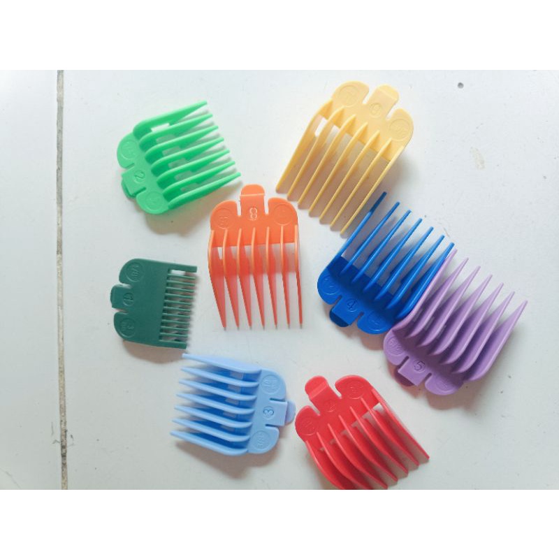 Sepatu warna warni (set 8 pcs warna warni) guard comb alas cliper potong rambut buat wahl supertaper