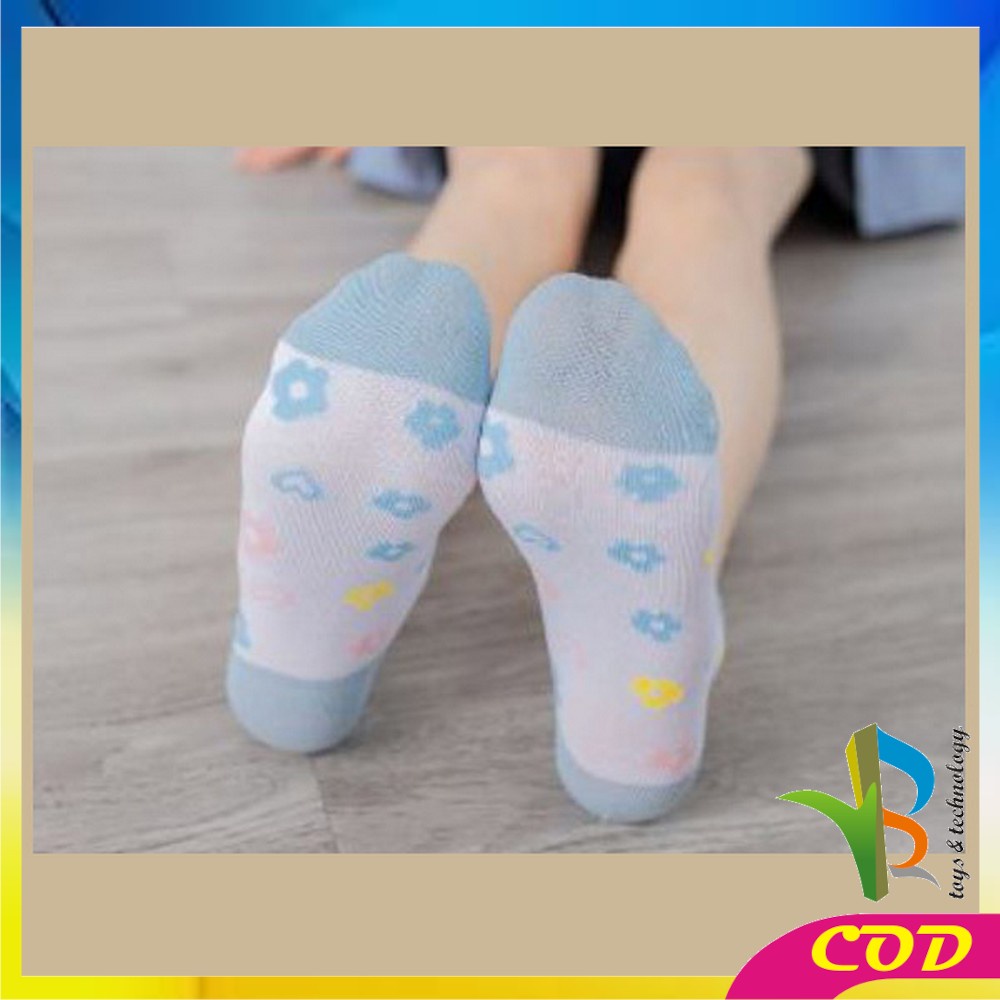 RB-P186 Kaos Kaki Pendek Semata Kaki Motif Bunga Biru Wanita Korean Style / Flower Ankle Sock / Kaus Kaki Pendek Wanita Dewasa