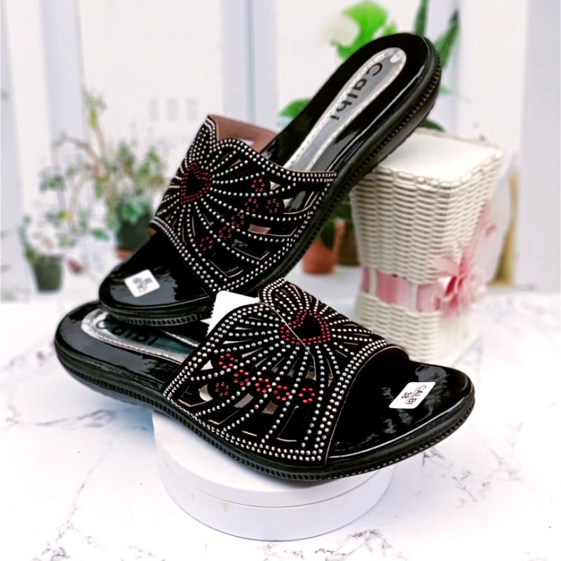 sandal wanita sandal slip on calbi teplek terlaris kekinian