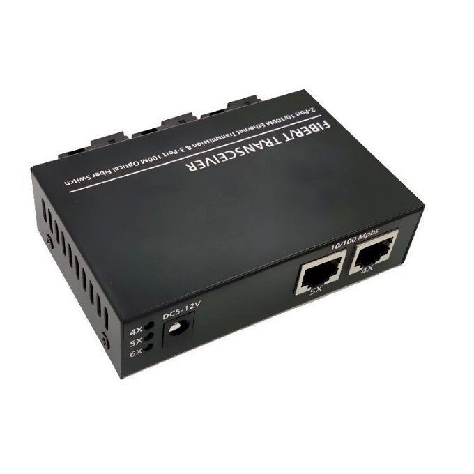 【With adapter】100Mbps 3 SC 2 Rj45 POE Switch Konverter Ethernet Fiber Optik Single Mode