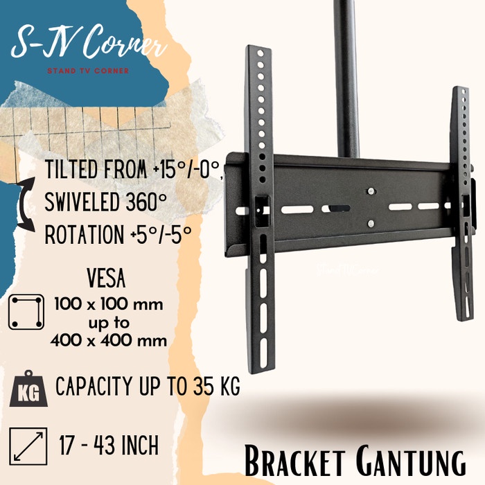 BRACKET TV BRACKET GANTUNG BRACKET PLAFON SIZE 32 40 42 43 50 55 INCH