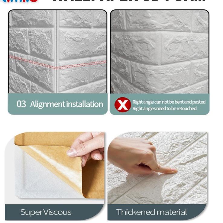 Aimilo Mini Wallpaper 3d / wallpaper 3d foam / Wallpaper Dinding FOAM Timbul 3D Bata Putih CLASSIC B