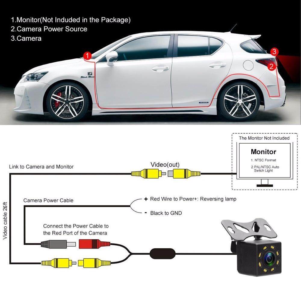 Kamera mundur mobil LED universal LED Car Rearview Camera Nightvision Kamera mundur parkir Mobil Camera ccd universal Led