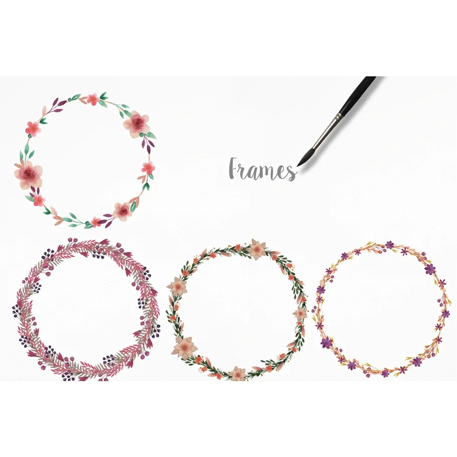 Watercolor frames, patterns, animals