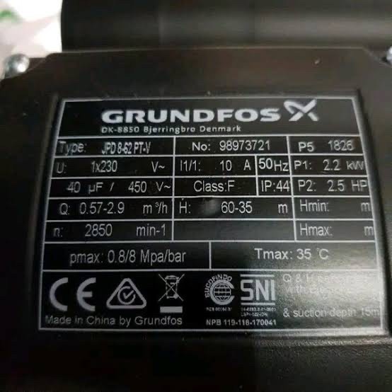 Pompa Jet Pump Grundfos Jpd 8-62 Pt / Pengganti Jd Basic 7