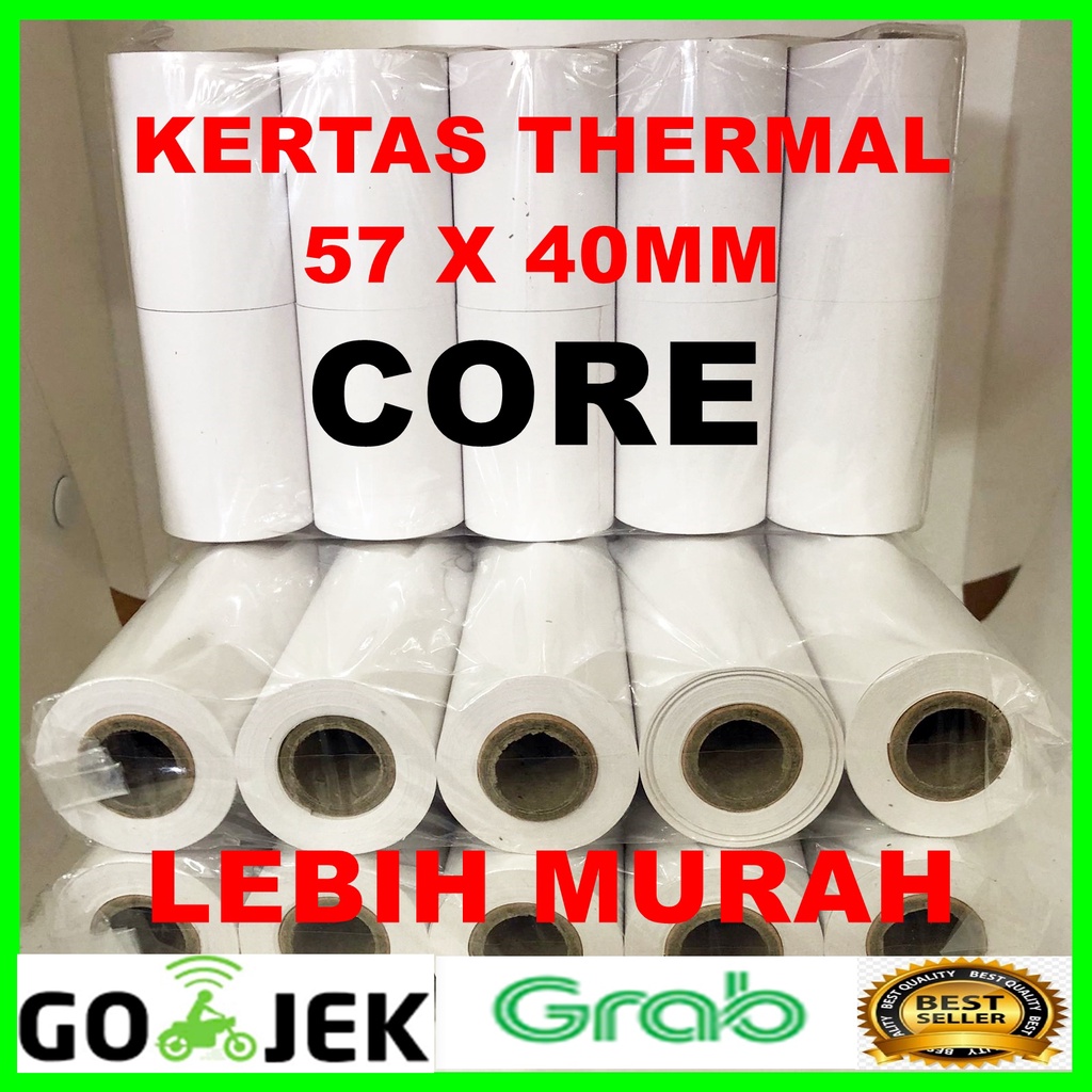 

Kertas Thermal 57x40 / 58x40 MM (per 1 Roll Polos), Printer Bluetooth Kasir 57 x 40 / 58 x 40 CORE Kertas thermal kasir