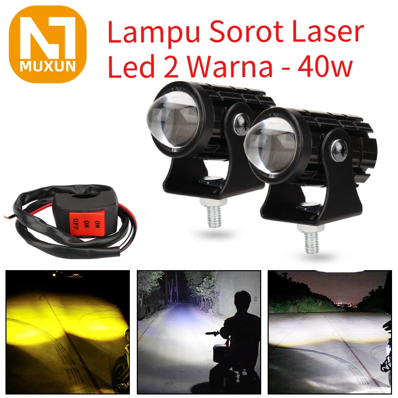 2pcs 12v-30v laser foglamp d2 superbright high low mini driving lampu tembak laser BONUS SAKLAR Lampu Sorot Motor