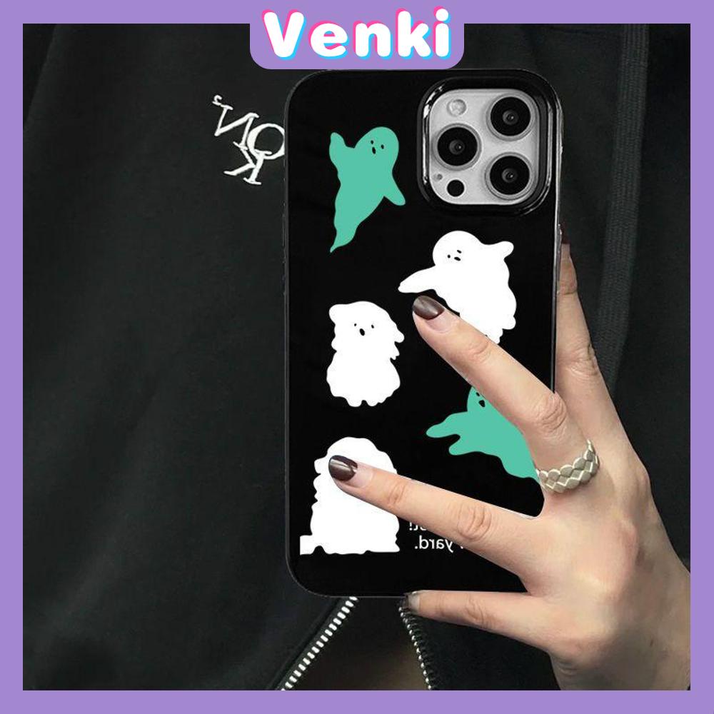 Case For iPhone 14 Pro Max Soft TPU Candy Case Cartoon Cute Ghosts Glossy Black Back Cover Camera Protection Shockproof For iPhone 13 12 11 Pro Max 7 8 Plus X XR