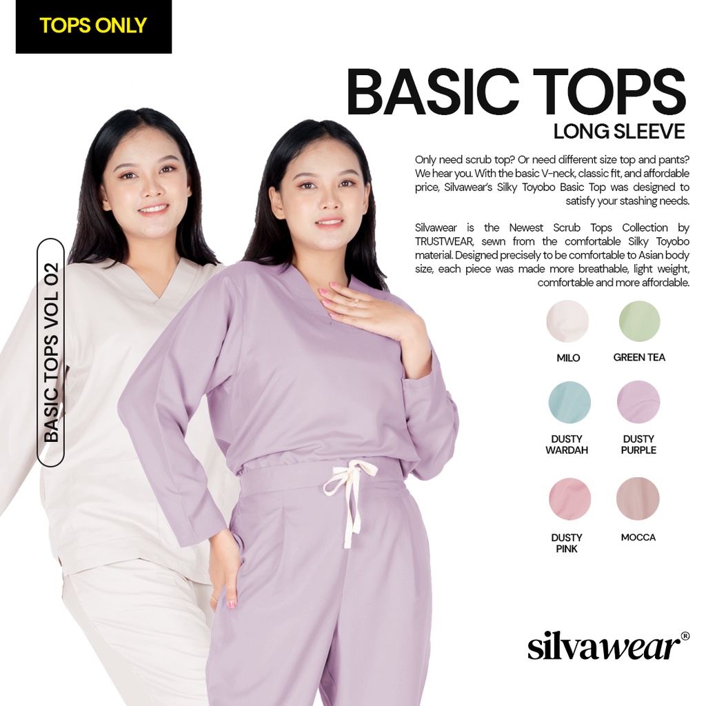 Doctor's Scrub / Baju Jaga OKA OK Perawat/Dokter Lengan Panjang II SILVAWEAR Hanya Baju Saja