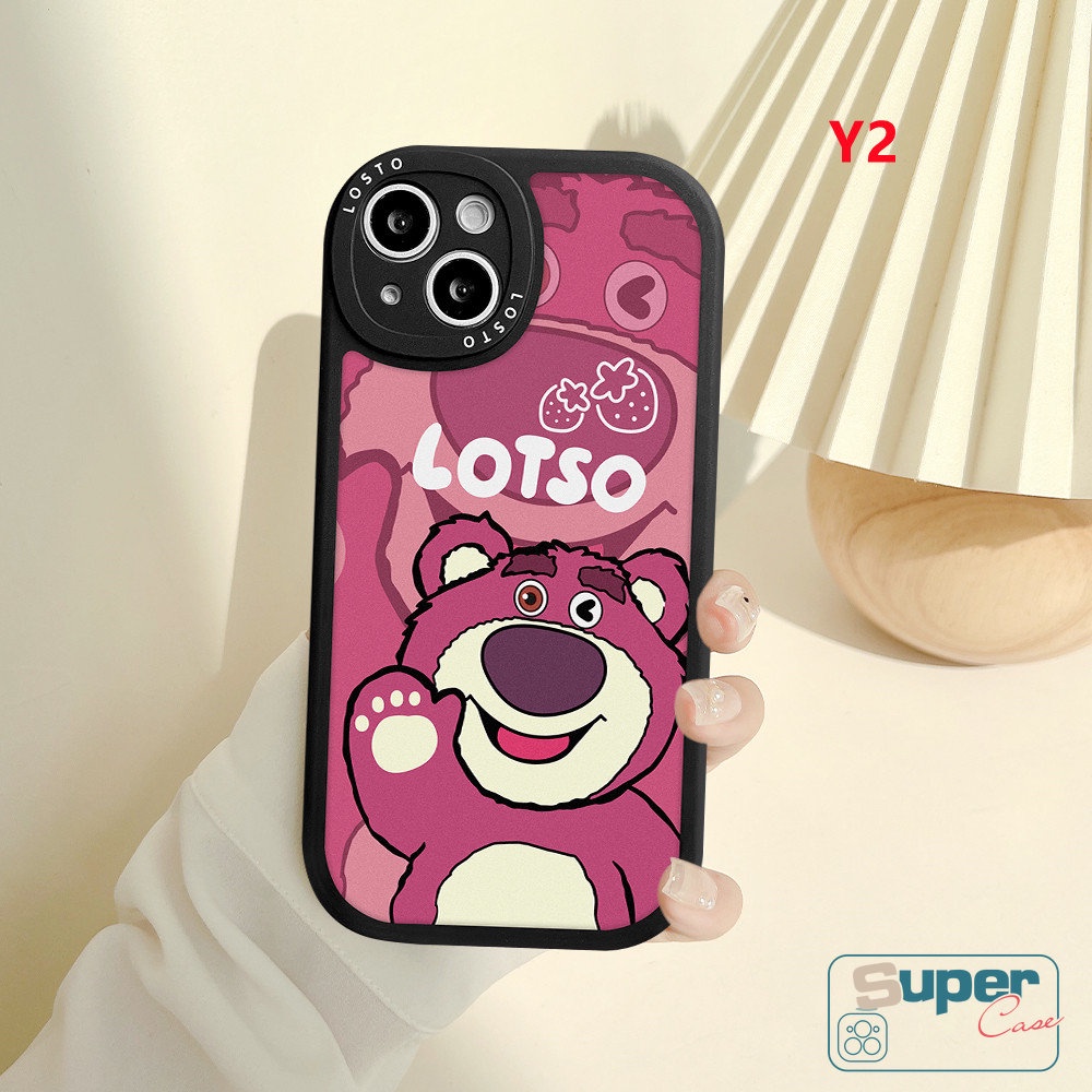 IPHONE Kompatibel Untuk Iphone 7 8 6 6s 14plus11 14 13 12 Pro MAX XR X XS MAX SE 2020 kartun Cerita Mainan Lucu Strawberry Bear Losto Soft TPU Back Case