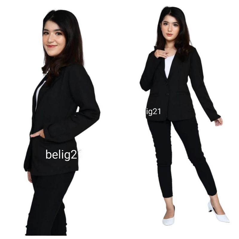 Blazer Hitam Kerja Kantor Formal Wanita Jas Wanita Hitam